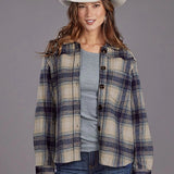 Stetson Plaid with Drop Shoulders (Blue) - Women's Shirt Jacket