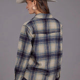Stetson Plaid with Drop Shoulders (Blue) - Women's Shirt Jacket