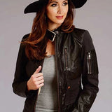 Stetson Novelty Solid Smooth (Black) - Women's Leather Jacket