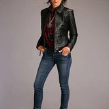 Stetson Novelty Solid Smooth (Black) - Women's Lamb Leather Jacket