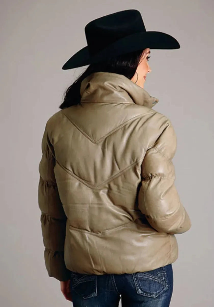 Stetson Chevron Quilted Puffy (Brown) - Women's Leather Jacket - Hatcountry
