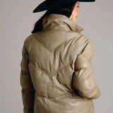 Stetson Chevron Quilted Puffy (Brown) - Women's Leather Jacket - Hatcountry