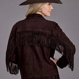 Stetson Fringed Button Front (Brown) - Women's Suede Leather Jacket