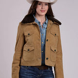 Stetson Cropped Button Front (Chestnut) - Women's Suede Leather Jacket