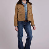Stetson Cropped Button Front (Chestnut) - Women's Suede Leather Jacket