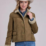 Stetson Cropped Shearling Lined (Brown) - Women's Suede Leather Jacket