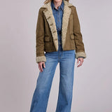 Stetson Cropped Shearling Lined (Brown) - Women's Suede Leather Jacket