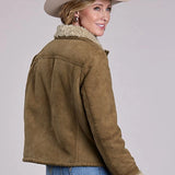 Stetson Cropped Shearling Lined (Brown) - Women's Suede Leather Jacket