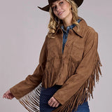 Stetson Western Fringe (Tan) - Women's Cropped Suede Leather Jacket