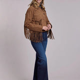 Stetson Western Fringe (Tan) - Women's Cropped Suede Leather Jacket