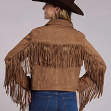 Stetson Western Fringe (Tan) - Women's Cropped Suede Leather Jacket