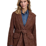 Stetson Oversized Blazer (Brown) - Women's Suede Leather Jacket