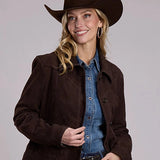 Stetson Boxy Collar (Chocolate) - Women's Suede Leather Jacket