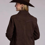 Stetson Boxy Collar (Chocolate) - Women's Suede Leather Jacket