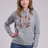 Stetson Western Print (Grey) - Women's Hoodie Sweatshirt