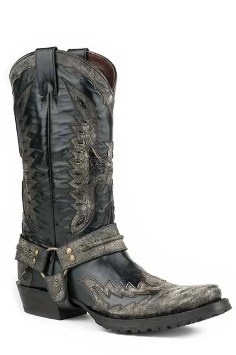 Stetson Outlaw Eagle Biker (Black) - Men's Cowboy Boot - Hatcountry