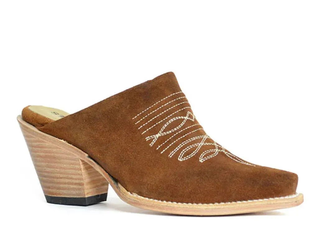 Stetson Divine (Brown) - Women's Leather Suede Cowgirl Mule Boot - Hatcountry