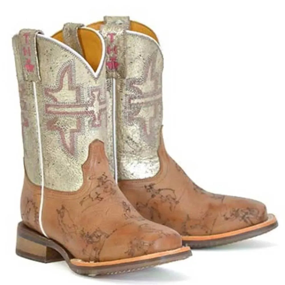 Tin Haul Yipee / A Girls Love Sole (White) - Little Kids/Big Kids Leather Cowgirl Boots - Hatcountry