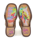 Tin Haul Yipee / A Girls Love Sole (White) - Little Kids/Big Kids Leather Cowgirl Boots - Hatcountry