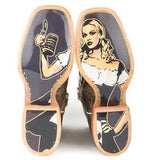 Tin Haul Toastin a Gnarly Shark / Beer Girl Sole (Brown Crackle) - Men's Leather Cowboy Boots - Hatcountry