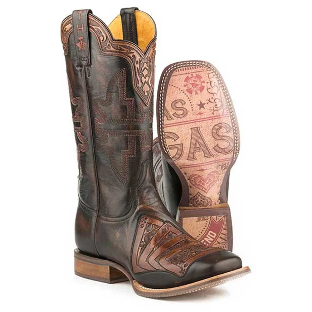 Tin Haul Kings / Gambling Legend ( Black) - Mens Leather Cowboy Boot - Hatcountry
