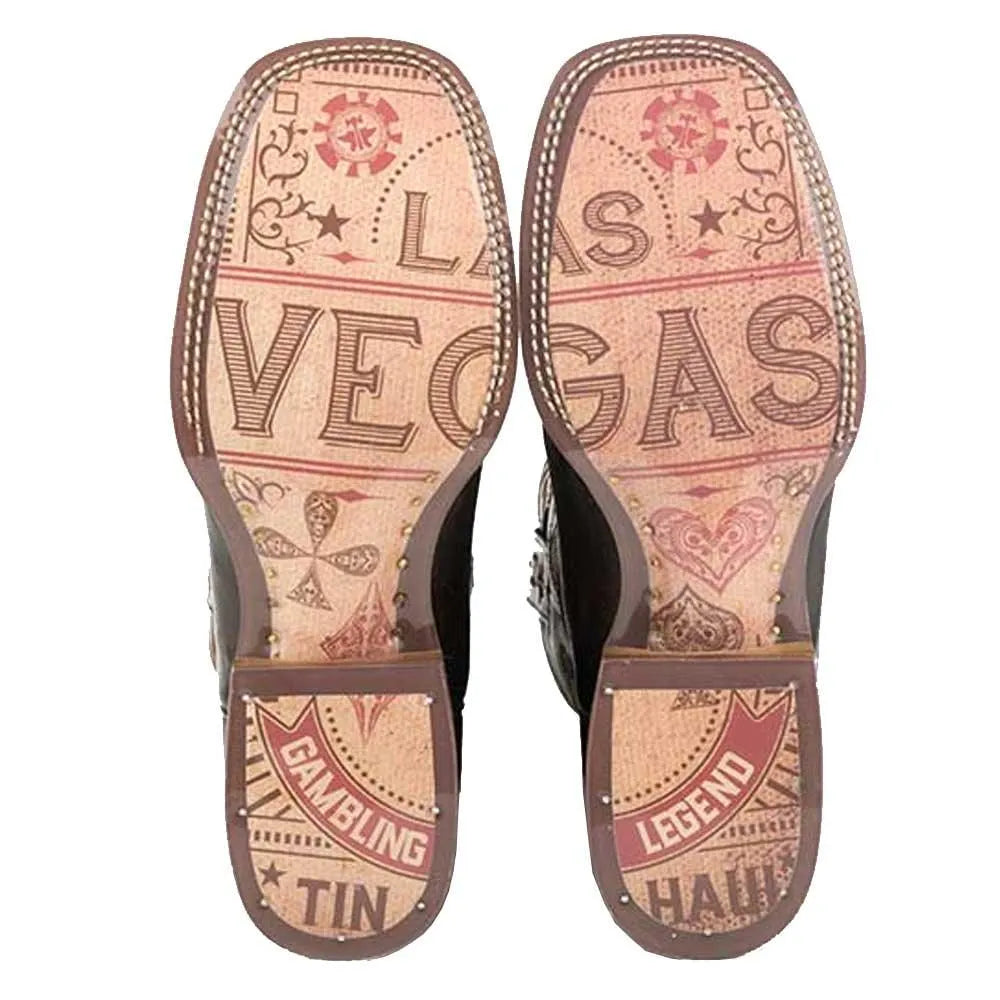 Tin Haul Kings / Gambling Legend ( Black) - Mens Leather Cowboy Boot - Hatcountry