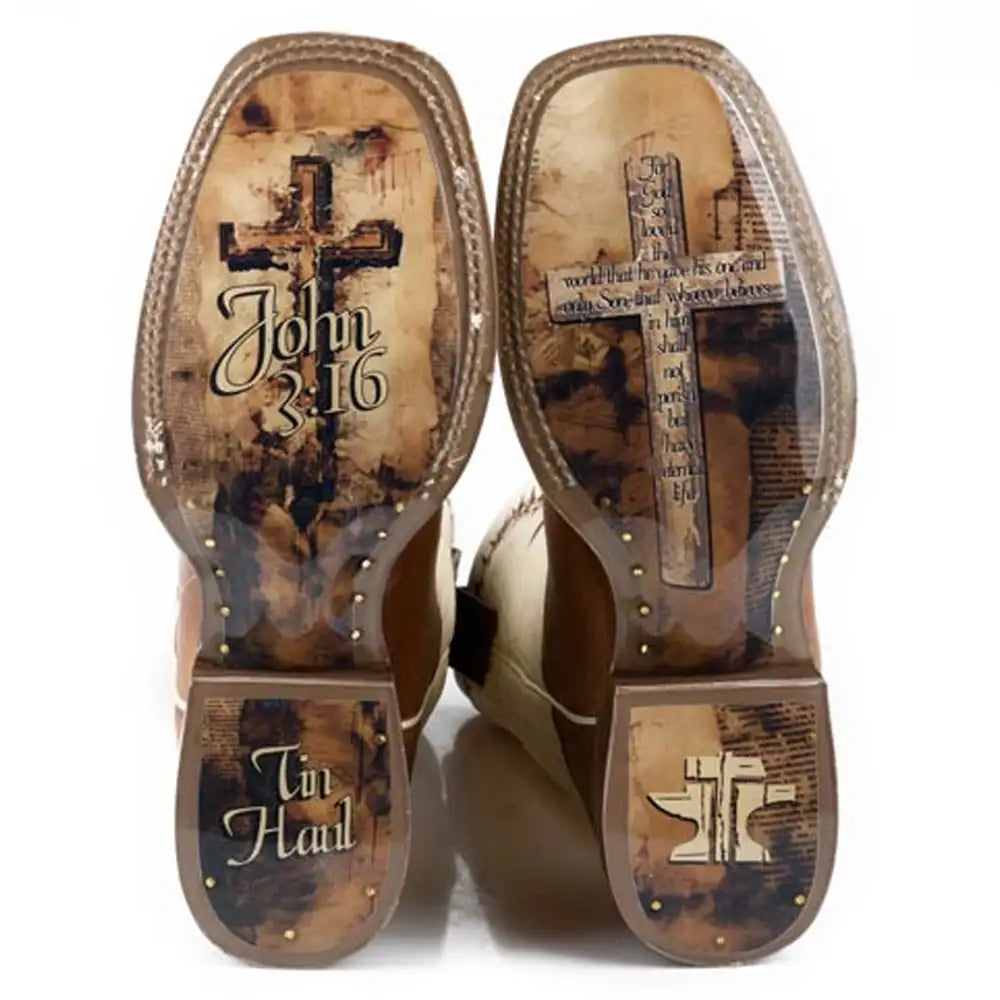 Tin Haul Show Of Faith/Fellowship Men's Leather Cowboy Boot