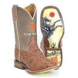 Tin Haul Puzzler / Bucking Sole ( Tan/Brown ) - Mens Leather Cowboy Boot