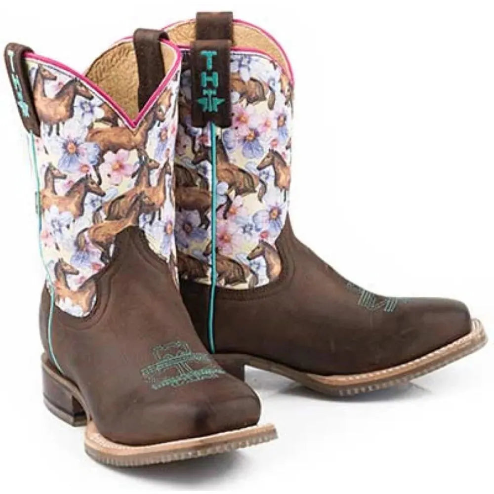 Tin Haul Daisy / My Bestfriend Sole (White) - Little Kids/Big Kids Leather Cowgirl Boots - Hatcountry