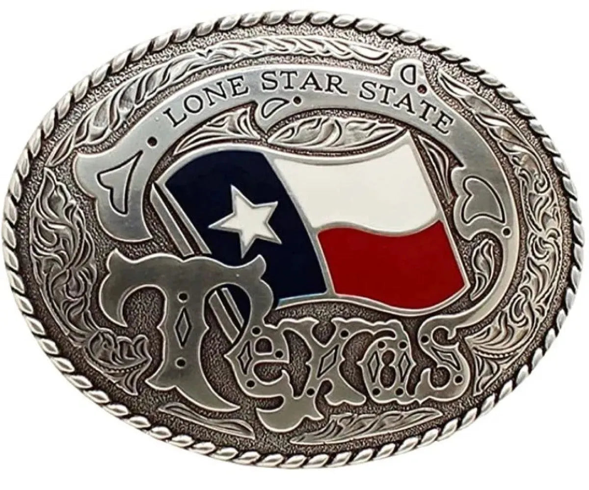 Nocona Lone Star Texas Flag Oval - Belt Buckle - Hatcountry
