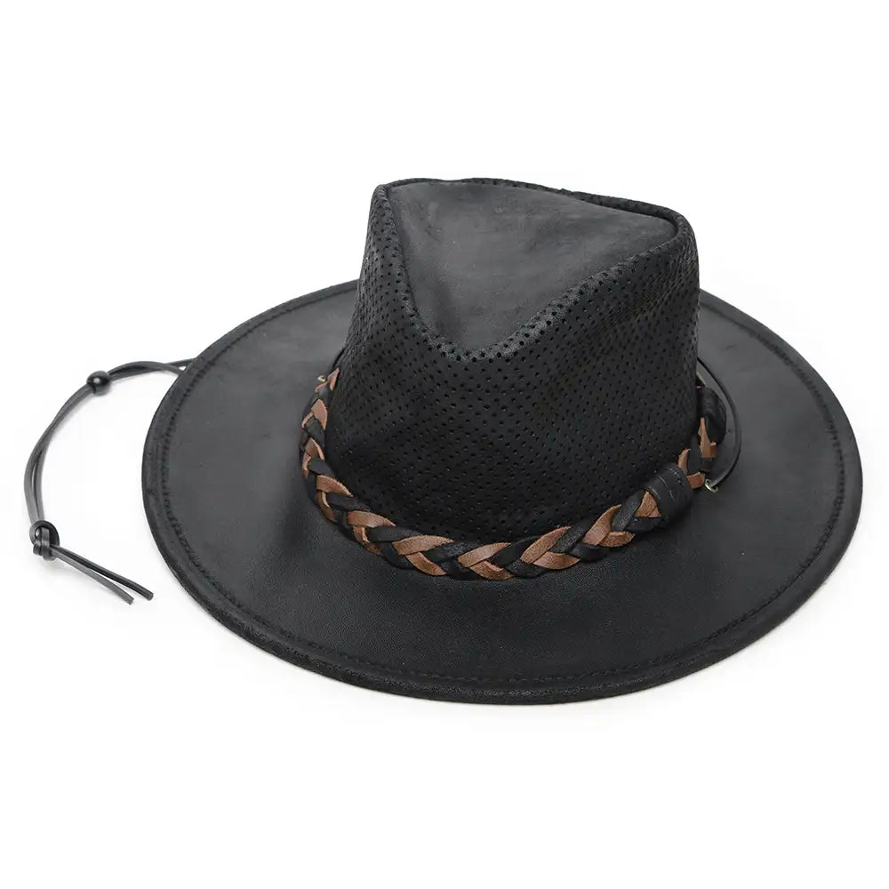 Airflow Fold Up Outback Leather Australian Hat HatCountry