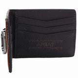 Ariat Embossesd Floral Basketweave - Men's Bi-Fold Money Clip Wallet
