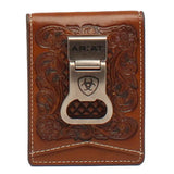 Ariat Embossesd Floral Basketweave - Men's Bi-Fold Money Clip Wallet