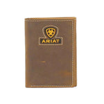 Ariat Brown Inlay Ribbon Logo - Mens Tri-Fold Wallet - Hatcountry