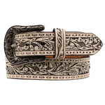 Ariat White Silver Pierced - Womans Leather Belt - Hatcountry