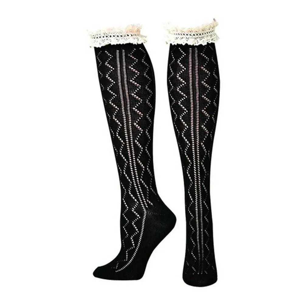 Blazin Roxx Amaryllis Crocheted Lace Knee-High - Women's Socks - Hatcountry