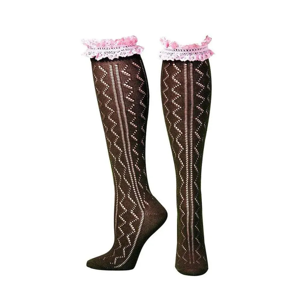 Blazin Roxx Dakota Crocheted Lace Knee-High - Women's Socks - Hatcountry