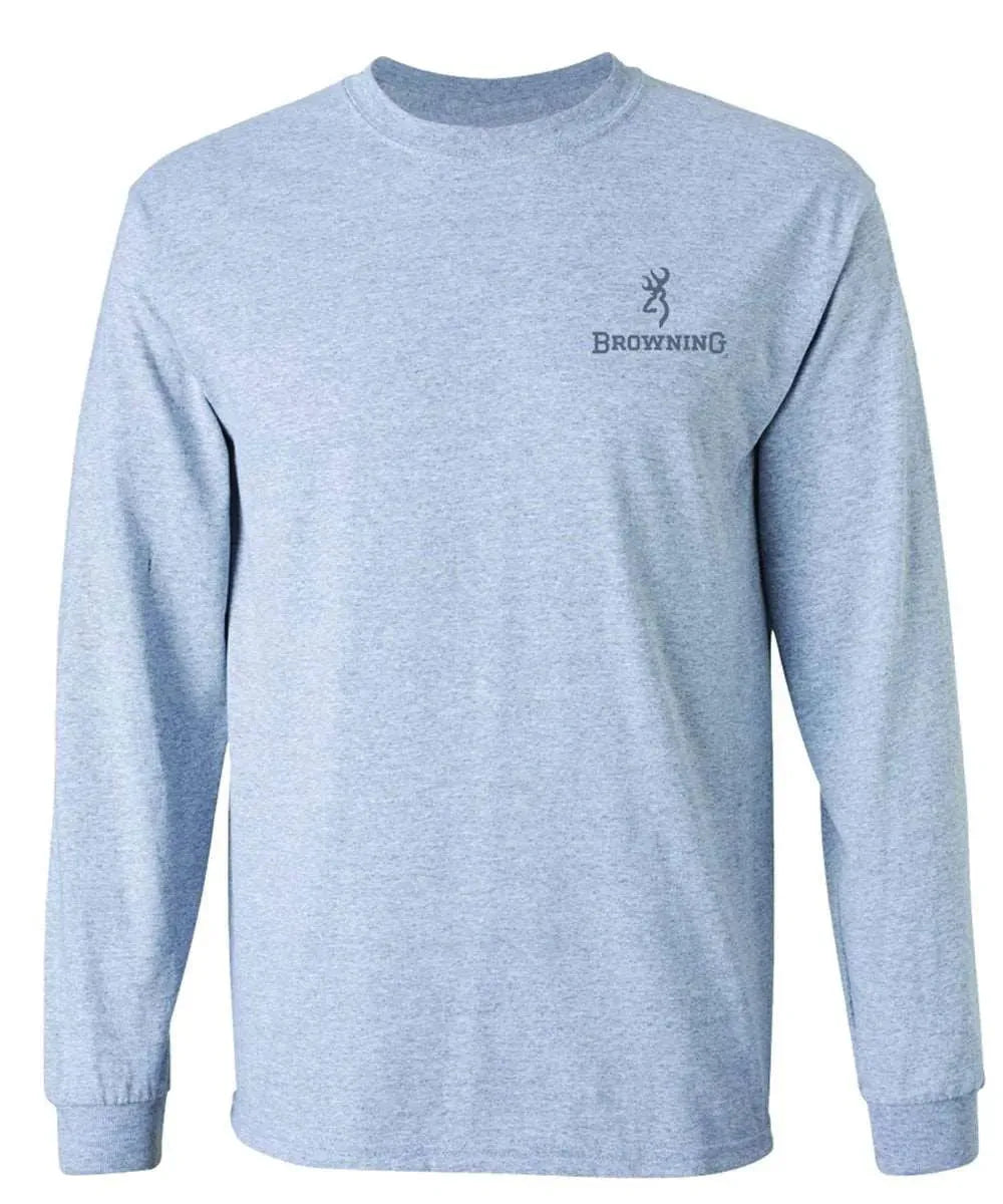 Browning Signature Buckmark (Sport Grey) - Mens Long Sleeve T-Shirt - Hatcountry