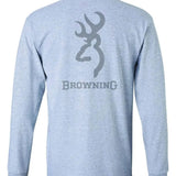 Browning Signature Buckmark (Sport Grey) - Mens Long Sleeve T-Shirt - Hatcountry