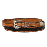 3D Ostrich Print (Black/Tan)- Leather Hat Band