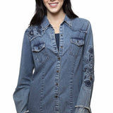 Honey Creek Floral Embroidery - Women's Denim Shirt