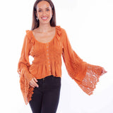 Honey Creek Crochet Sleeves - Women's Western Blouse