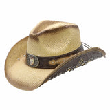 Peter Grimm Hayden - Leather Accented Straw Cowboy Hat