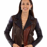 Scully Color Blocked - Women's Leather Moto Jacket