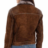 Scully Fur Collar - Women's Suede Leather Jean Jacket