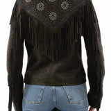 Scully Embroidered Fringe - Women's Leather Jacket