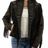 Scully Embroidered Fringe - Women's Leather Jacket