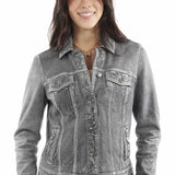Scully Button Front - Women's Leather Jean Jacket