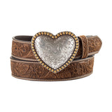 Nocona Engraved Heart Buckle Belt - Women's Leather Belt
