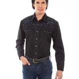 Scully Midnight Bloom - Embroidered Men's Western Shirt